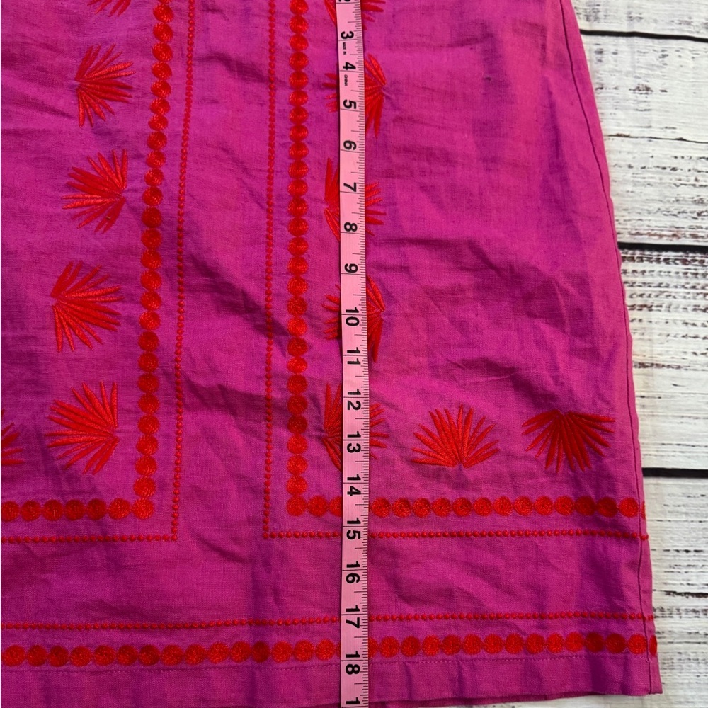 Boden Linen Blend Embroidered Skirt – Pink & Red – Size 6 - Picture 4 of 7